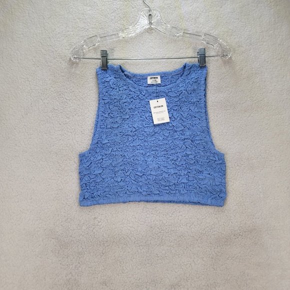 NWT Cotton On Blue Stretch Scrunchie Y2K Style Sleeveless Sexy Crop Top - Picture 2 of 12